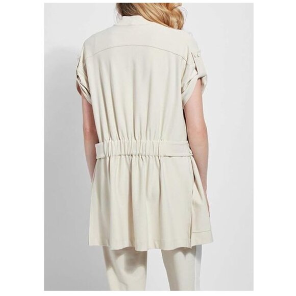 LYSSE "Ilaria" Short Sleeve Tunic Blazer Open Front Short Sleeve, Cream - L - Picture 15 of 15